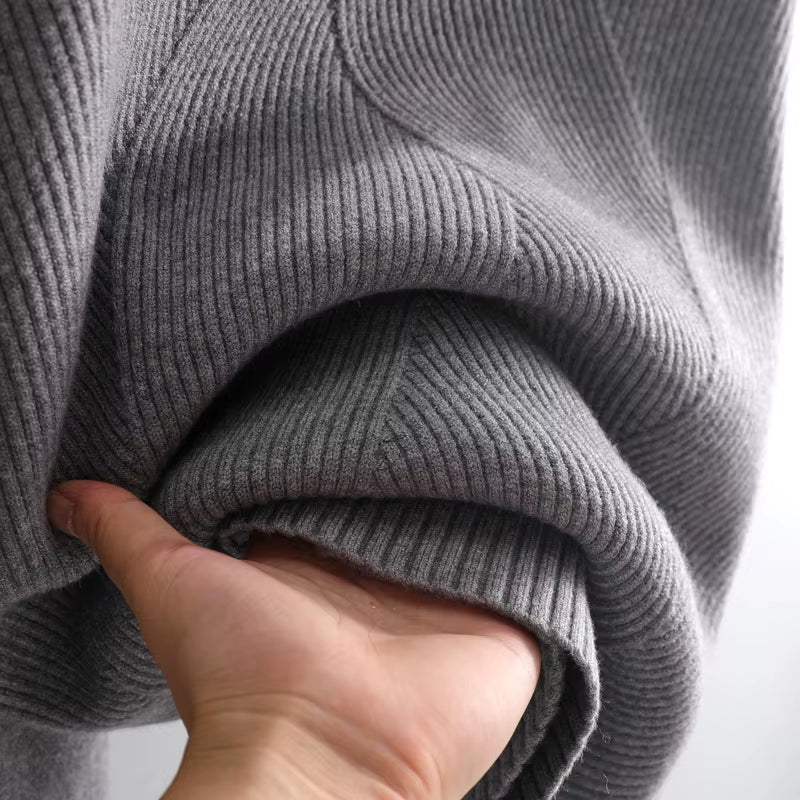 Turtleneck Sweater 2 Pieces Set 2020 Women Chic Knitted Pullover Top + Sweater Pants Jumper Tops+ Trousers Sweater Suits