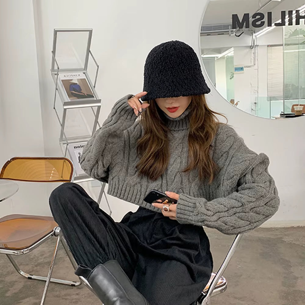 2022 Autumn Winter Women Turtleneck Sweater Loose Elegant Warm Knitted Pullovers Fashion Solid Tops Knitwear Jumper