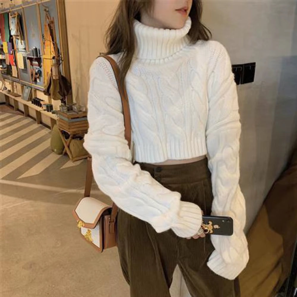 2022 Autumn Winter Women Turtleneck Sweater Loose Elegant Warm Knitted Pullovers Fashion Solid Tops Knitwear Jumper